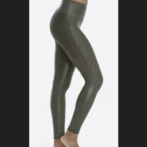 Spanx Faux Leather Legging in Olive Green